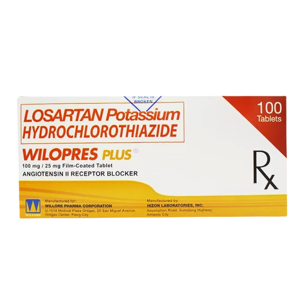 Wilopres Plus Losartan Potassium Hydrochlorothiazide 100mg 25mg Film Coated Tablet 100 S